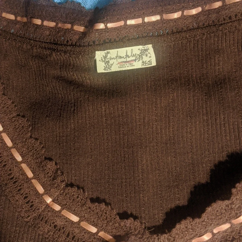 Free People NWOT Only You Top sz SML in Brown with Pink​ - Picture 12 of 13